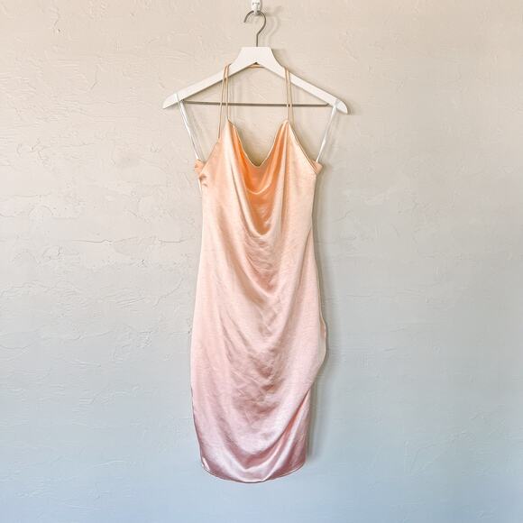 Superdown Billie Pink Satin Drape Midi Dress Small - Picture 1 of 5